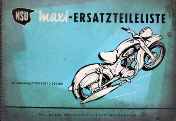 NSU Maxi Motorbike 1953 Spare Part List (6838)